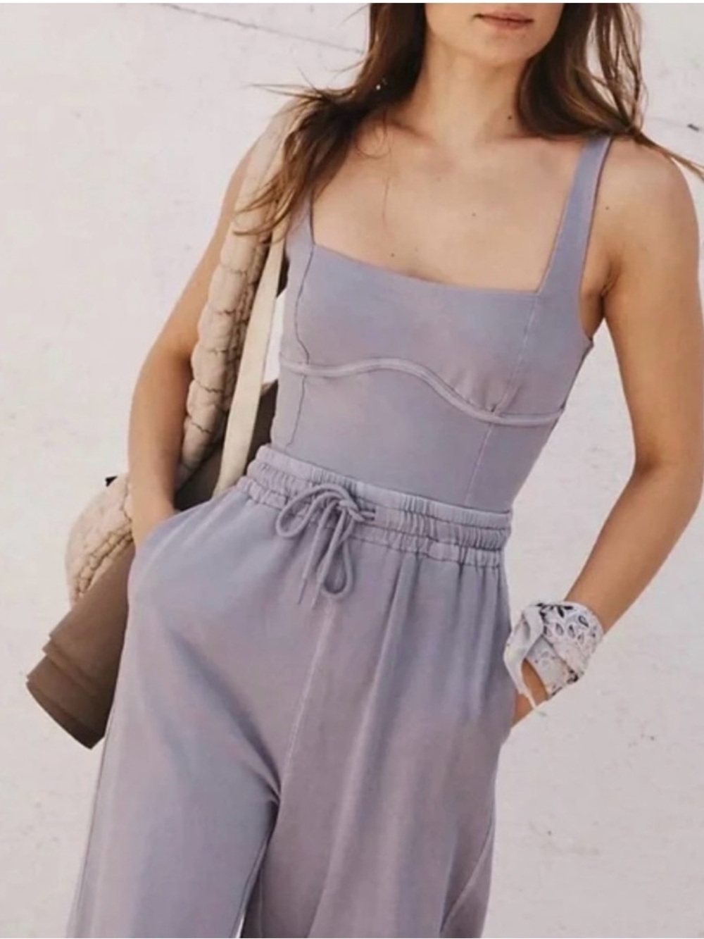 Women's FP Movement Inbound Onesie Square-Neck Jumpsuit in Lavender